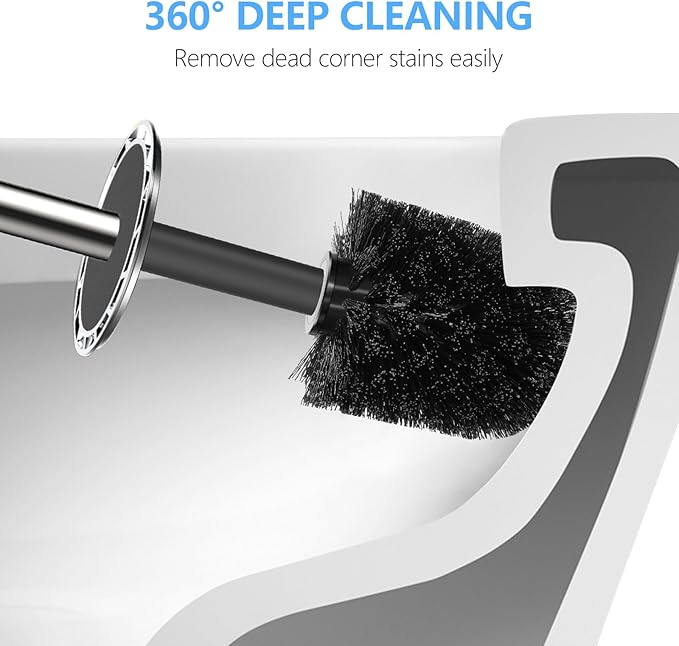 SetSail Toilet Brush, Compact Size Toilet Bowl Brush and Holder Toilet Brushes for Bathroom with Stainless Steel Handle Toilet Cleaner Brush with Durable Scrubbing Bristles, 3 Packs