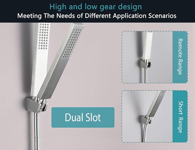 Dual Slot Handheld Shower Head Holder, Secure Screw-in Wall Mount Bracket, 304 Stainless Steel Shower Wand Holder(2 Pcs)