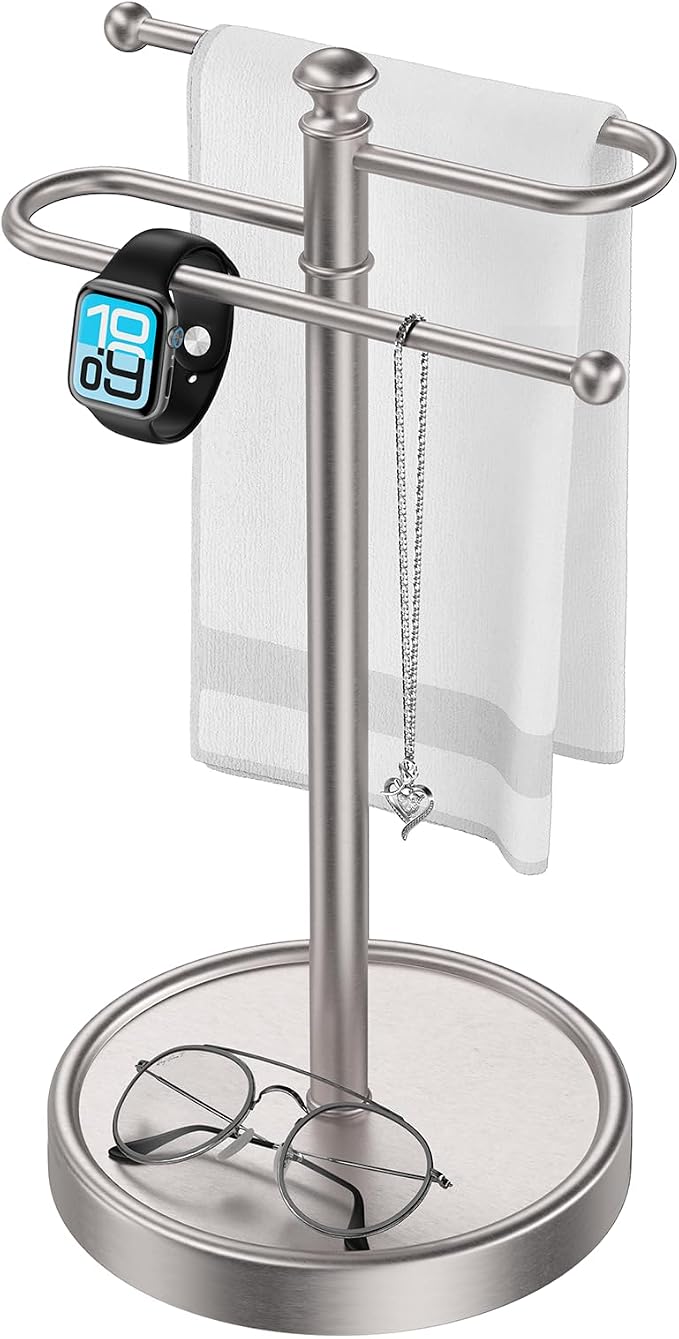 Hand Towel Holder, 304 Stainless Steel Heavy Duty S Shape Hand Towel Stand Free Standing Towel Bar for Bathroom Kitchen Countertop