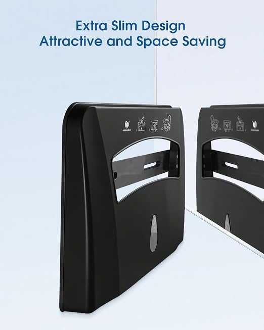 Toilet Seat Cover Dispenser, Dark Grey, 2-Pcs | Wall Mounted, Compatible with Half-fold