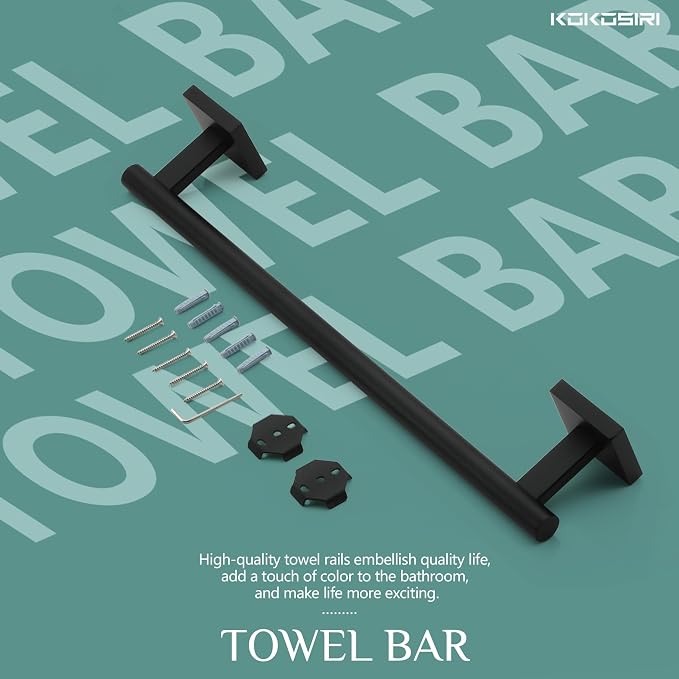 KOKOSIRI Bathroom Towel Bars 12 Inch Towel Ring Matte Black 30CM Hand Towel Holder for Bath Kitchen Wall Stainless Steel B4005BK-L12
