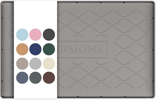 URMONA 19" x 12" Waterproof Silicone Mat in Multiple Sizes & Colors, Under Sink Mat for Kitchen & Bathroom, Pet Food Pad for Dogs & Cats, Kitchen Cabinet Liner, Multi-Purpose for Storage(Beige)
