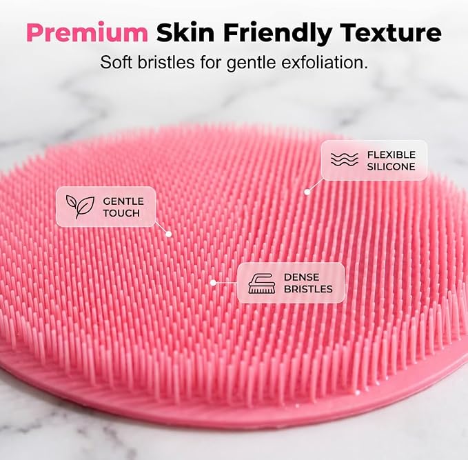 Silicone Shower Foot Scrubber Mat,2025 New Back Exfoliating Bath Wash Pad Wall Mounted Anti-Slip Suction Cups Foot Scrubber,Deep Cleaning Brush Back Massager Pad for Women Men (C-Blue)