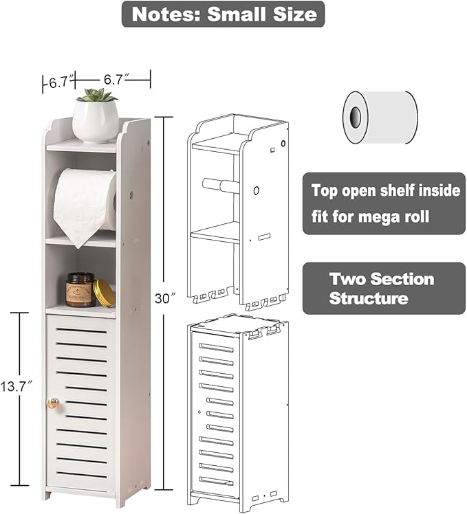 AOJEZOR Toilet Paper Holder Stand: Small Space Bathroom Storage for Renters