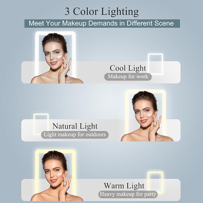 FUNTOUCH Rechargeable Travel Makeup Mirror with 72 Led Lights Portable | Lighted Beauty Mirror, 3 Color Lighting, Dimmable Touch Screen, Tabletop LED Folding Cosmetic Vanity Mirror