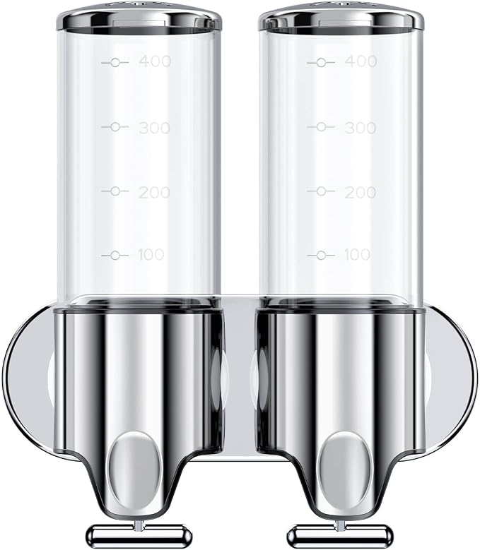 Shower Soap Dispenser,Shampoo and Conditioner Dispenser | Shower Dispenser 3 Chamber No Drill,Wall Mounted Refillable Bottles,Shower Accessories for Bathroom,RV&Hotel,16.9 oz 2 in 1
