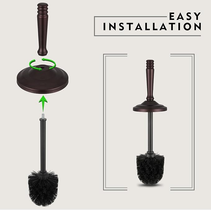 Bronze Toilet Brush and Holder Set,Toilet Bowl Brush and Holder | Heavy Duty Toilet Brush for Bathroom, Stainless Steel Toilet Cleaner Brush,Deep Cleaning,Space Saving,Covered Brush
