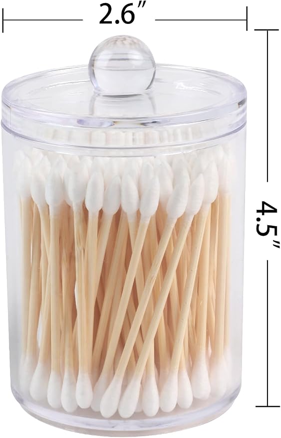 3 Pack Acrylic Qtip Holder Dispenser,Cotton Swab Ball Pad Holder,10 oz