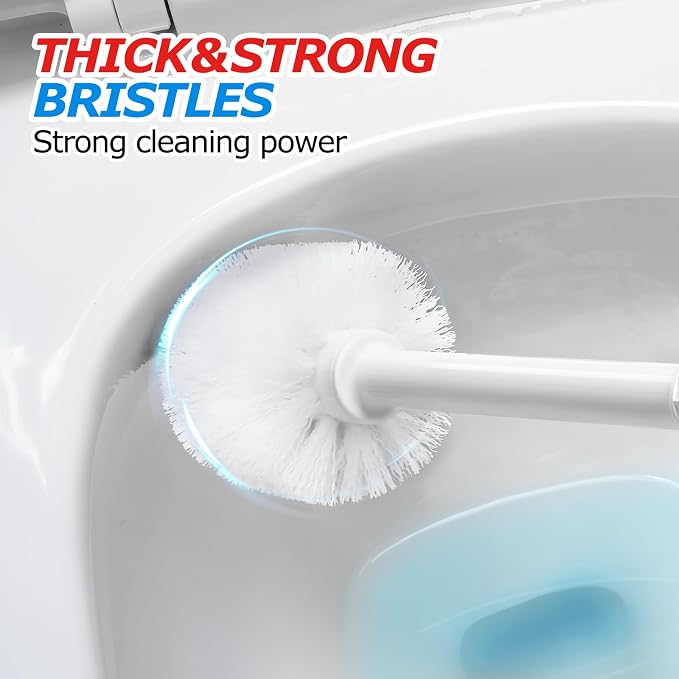 FORASTO 2in1 Toilet Brush & Plunger Set, Bathroom Essentials for Apartment | 21" Extended, Apartment Must Haves, Accessories Decor, Essentials, New Home Storage, Scrubbing Tools, Washing Supplies, White