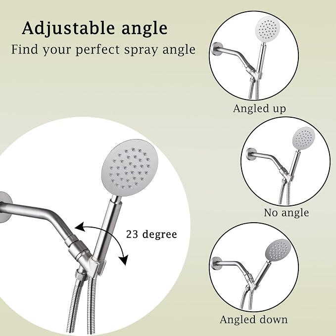 All Metal Handheld Shower Head Holder, Adjustable Shower Wand Holder with Brass Pivot Ball，Shower Arm Holder Mount for Connecting Shower Arm and Shower Hose，Nickel