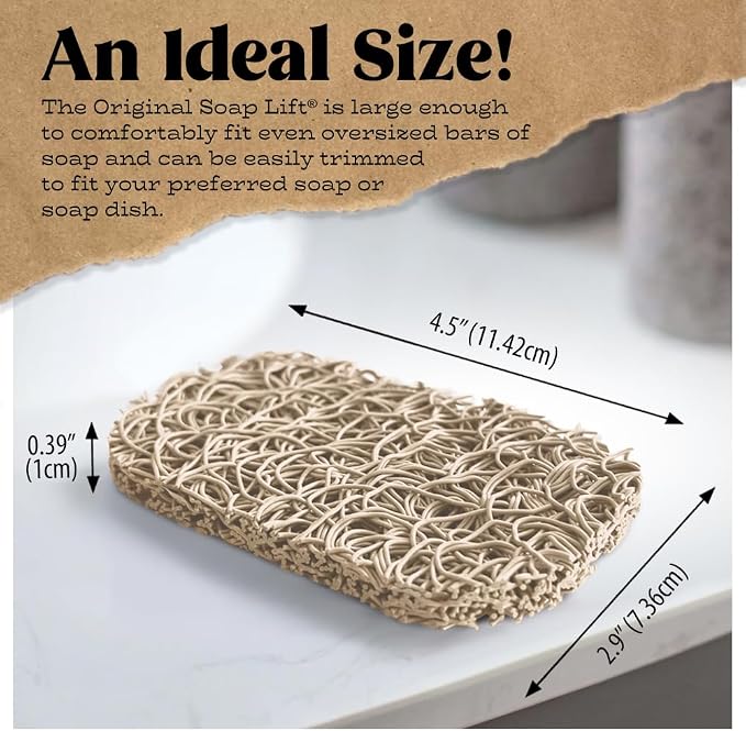 Soap Bar Holder - Flexible Shower Tray with Self-Draining Design - Soap Saver Pad Made of BPA-Free Bioplastic - Handmade Soap Lifts for Bar Soap, Dishes, Shower & Bathroom Sink - 2-Pack (Bone Color)