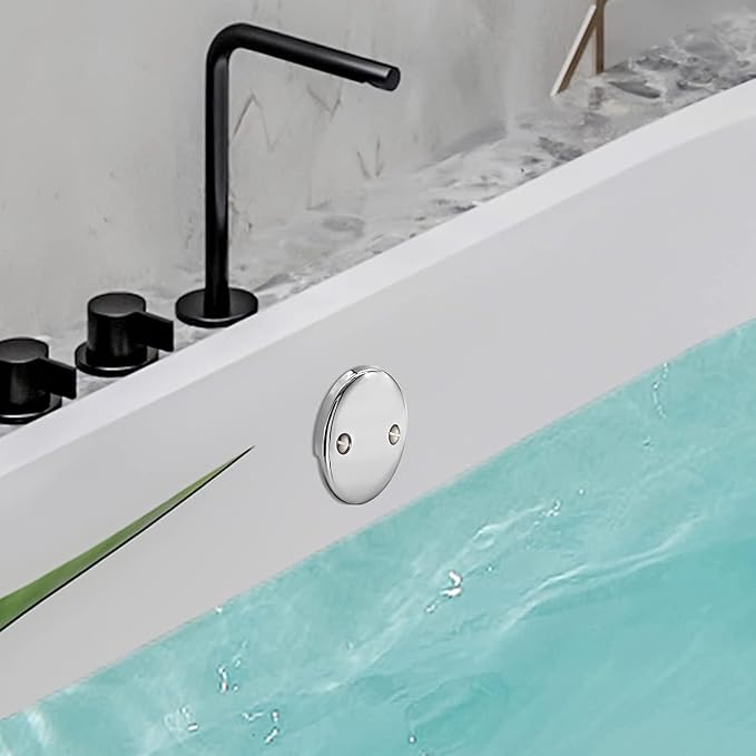 Tub Overflow Drain Cover, Chrome 2-Pack, for Bathtub Overflow Cover 2 Holes Drain Plate, for Bathroom Bath Tub Replacement and Repair, 3-3/16 Inches