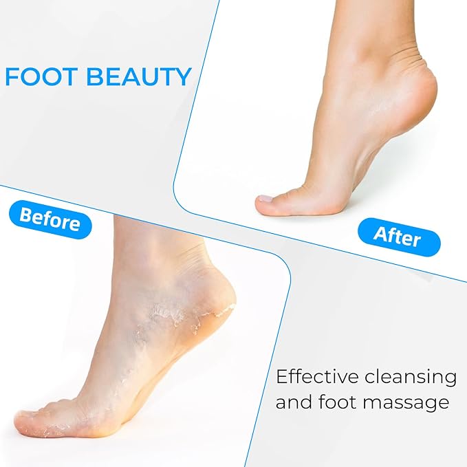 Silicone Foot Scrubber Mat for Shower Bath Foot and Back, Shower Feet Brush Pad with Wall-Mounted Suction Cups (Blue)