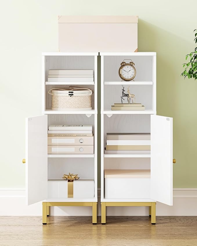 Hzuaneri Bathroom Storage Cabinet, Corner Floor Cabinet with Shelves, Customized Door Opening Direction, Bathroom Organizer with Adjustable Shelf for Kitchen, Living, Toilet Paper Cabinet, White