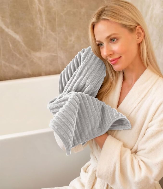 Luxury 3-Piece Quick-Dry Bath Towel Set – Ultra Soft Microfiber Towels | Hand Bath Towels for Bathroom, Pool, Home, Sports Gym & Travel – Elegant Twill Design (14”x 29.6”)