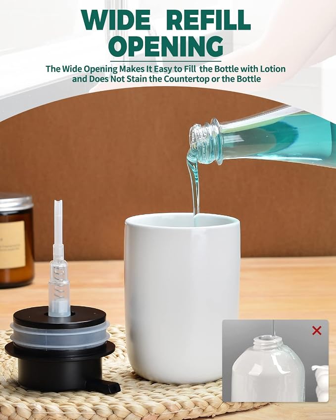BosilunLlife Lotion Pump Dispenser for Bathroom Lotion Hand Pump Dispenser | Bathroom Soap Dispenser White Kitchen Dish Soap Ceramic Small Liquid Soap Dispenser