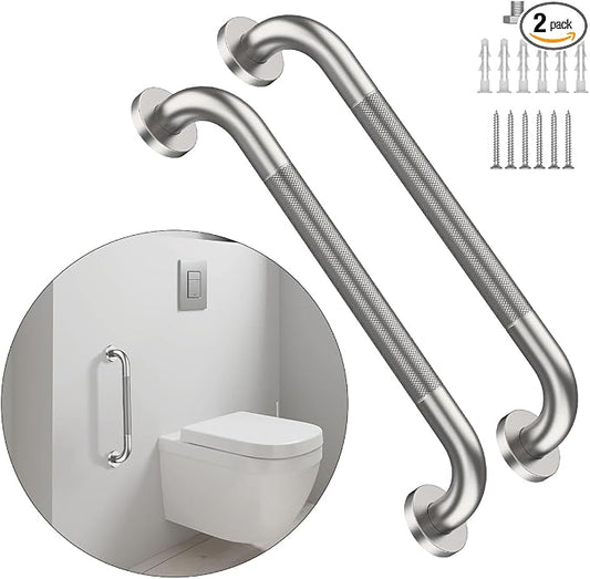 20 Inch Anti Slip Shower Grab Bar, Munzong Stainless Steel Bathroom Grab Bar, Brushed Nickel Knurled Bathroom Balance Bar,Safety Hand Rail Support Handicap Elderly Senior Assist Bath Handle