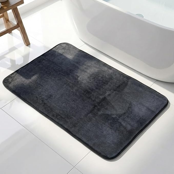 Muddy Mat® Memory Foam Bath Mat – Velvet Soft Non Slip Bathroom Rugs, Thick Absorbent Bath Rugs, Washable Bath Mat for Bathroom Floor and Shower, Black 18" x 28"