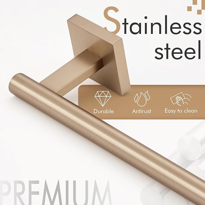 KOKOSIRI Towel Bar Bathroom Towel Holder for Bath Kitchen Cabinet Towel Rails 20 Inch Champagne Bronze Stainless Steel B4005CPG-L20