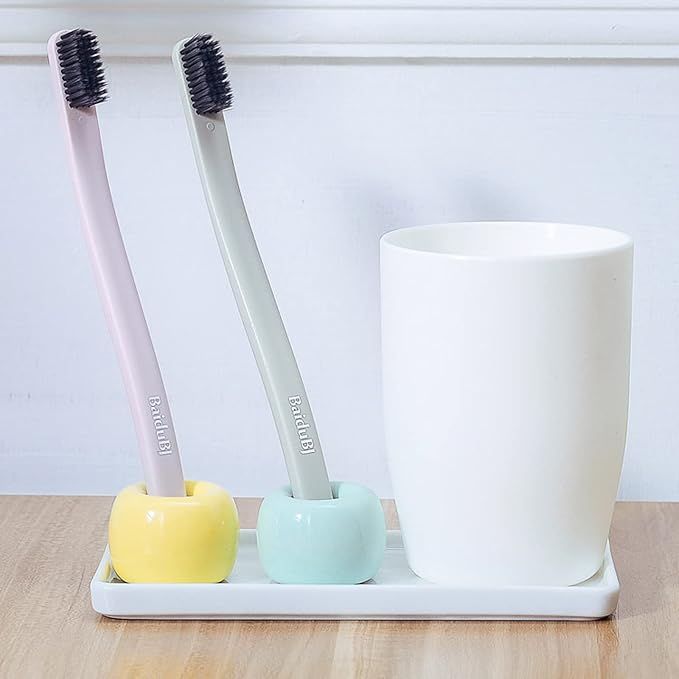 Ceramic Toothbrush Holder for Bathroom Toothbrush Tray for Vanity Countertop Storage Organizer for Holding Toothpaste Dental Floss Picks Makeup Brushes Trays for Household Purposes(Small)