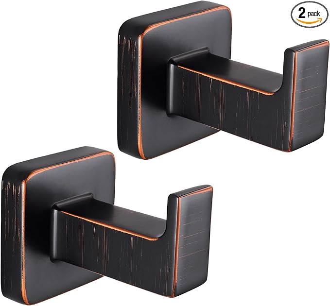 Oil Rubbed Bronze Square Wall Hanger, Towel Hanger, Wall Mounted, Bathrobe Hook 2 Bathroom Hooks