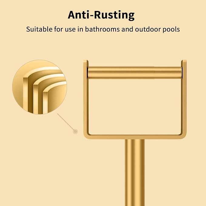 Heavy Duty Toilet Paper Holder Stand, Extra-Weighted Base No Tipping | Stainless Steel Toilet Paper Stand, Free Standing Floor Tissue Roll Holder for Bathroom, Gold 200UP
