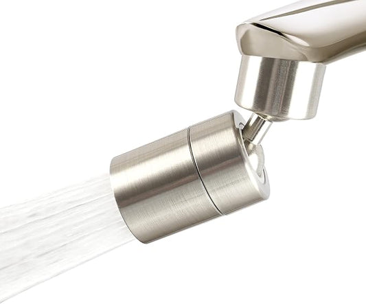 Hibbent Faucet Aerator, 360 Degree Kitchen Sink Faucet Aerator, Dual-function Swivel Big Angle Kitchen Faucet Attachment, Faucet Replacement Part, Brushed Nickel