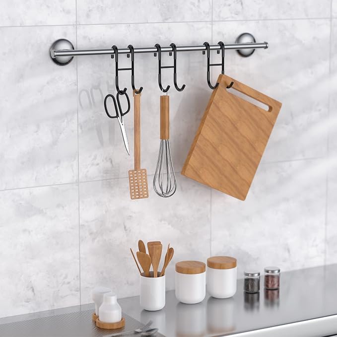 Over Shower Glass Door Hook, 304 Stainless Steel Rack Hooks, Frameless Bathroom Hanger Drilling-Free, Glue-Free Towel Hooks, 3 Pack, Black Shower Squeegee Hooks, for 0.47inch(12mm) Thickness Glass