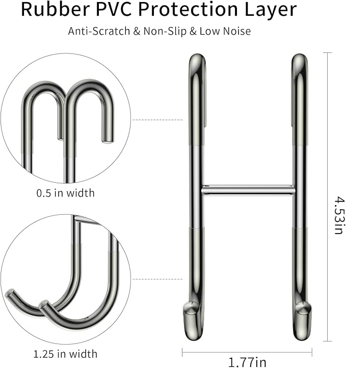 Over Shower Glass Door Hooks, 2 Pack Silver 304 Stainless Steel Shower Door Hooks, Bathroom Frameless Drilling-Free Hanger, Towel Hooks, for Bathing Suits, Robe, Towel, Squeegee, Loofah, Shaver
