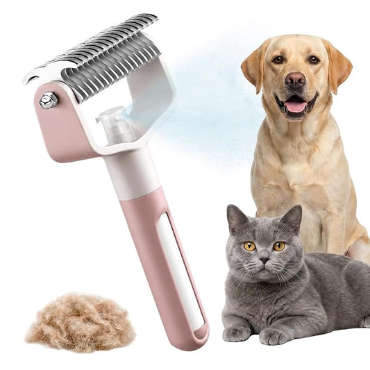 Pet Grooming Brush, Double Sided Pet Grooming Tool for Dogs and Cats, Extra-Wide Stainless Steel Deshedding Dog Brush for Matted Fur Medium or Long Haired Breeds (Pink, 1pcs)