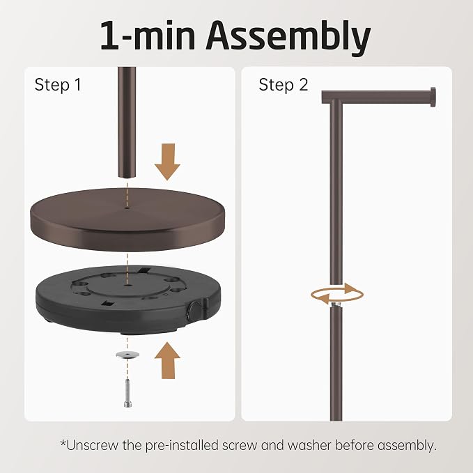 KES Bronze Toilet Paper Holder Stand, Heavy Base, 18/8 Stainless Steel | Freestanding Design, Anti-Slip Padded Base, 1-Minute No-Drill Assembly, Fits All Roll Sizes, Compact 8-Inch Base