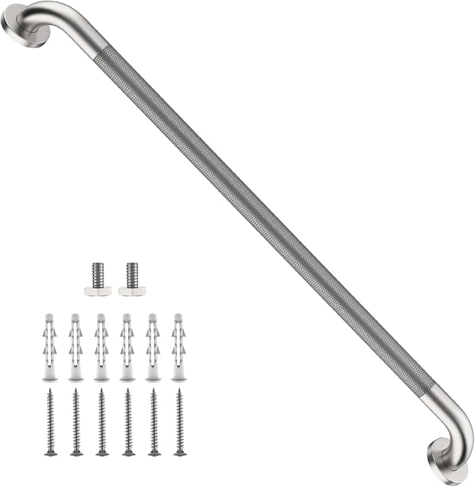 36 Inch Anti-Slip Grab Bar for Shower, ZUEXT Extra Long Stainless Steel Bathroom Safety Handle w/Knurled Grip, Wall Mounted Support Rail for Bathtub, Shower, Toilet Elderly Safety (Brushed Nickel)