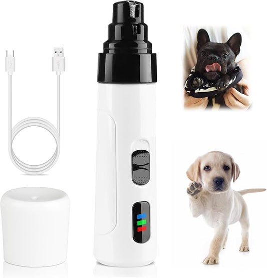 2-Speed Silent Groom Pro Nail Grinder, Rechargeable Quiet Dog Nail Trimmer, Gentle Electric Pet Nail Grinder Tool for Medium Small Dogs & Cats