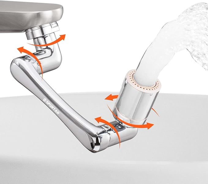 Spurtar 1440° Sink Faucet Aerator Extension Swivel Faucet Extender, 2 Sprayer Modes Rotatable Bathroom Kitchen Head Replacement Tap Attachment with Filter for G 1/2", 55/64",15/16"
