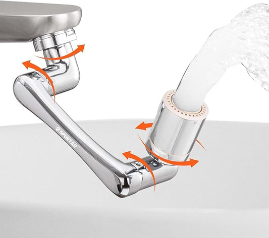 Spurtar 1440° Sink Faucet Aerator Extension Swivel Faucet Extender, 2 Sprayer Modes Rotatable Bathroom Kitchen Head Replacement Tap Attachment with Filter for G 1/2", 55/64",15/16"