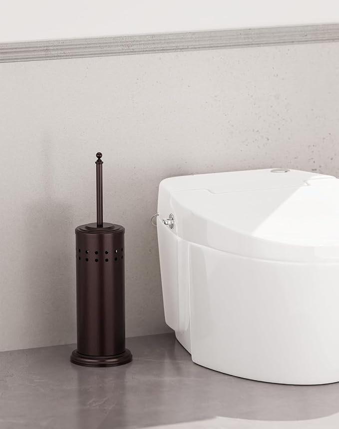 DOWRY Toilet Plunger with Holder for Bathroom Bronze | Hidden Toilet Bowl Cleaners Long Handle with Cover Powerful Force Suction Cup Heavy Duty Deep Cleaning