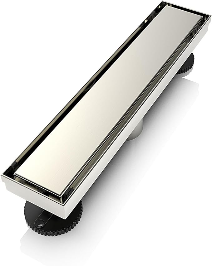WEBANG 12 Inch Linear Shower Drain Rectangular Floor Drain with Accessories Reversible 2-in-1 Cover Tile Insert Grate Removable SUS304 Stainless Steel CUPC Certified Brushed Nickel