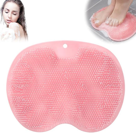 Shower Foot Scrubber Mat with Non-Slip Suction Cups, 2026 New Shower Foot & Back Scrubber Massage Pad, Durable Back Washer Cleaning Pad for Bathroom (Pink)