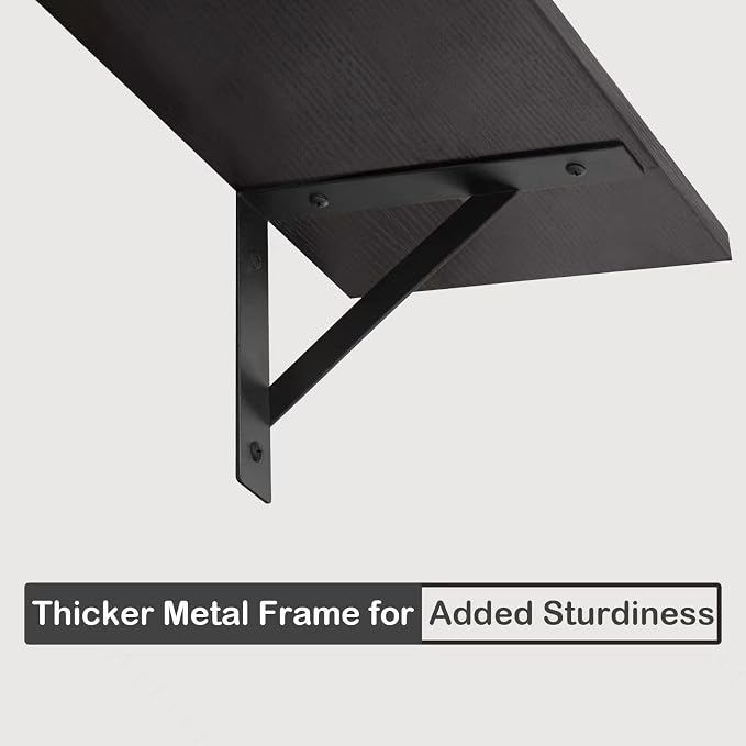 DINZI LVJ Long Wall Shelves, 23.6 Inch Wall Mounted Shelves Set of 2, Easy-to-Install, Storage Ledges with Sturdy Metal Brackets for Living Room, Bathroom, Bedroom, Kitchen, Espresso