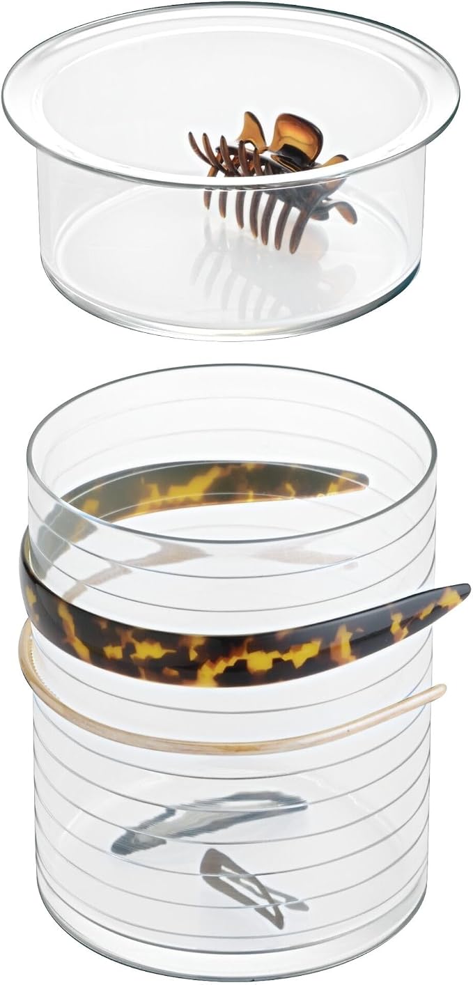 iDesign Clarity Collection Hair Accessories Organizer Canister, Clear | 6" x 6" x 7"