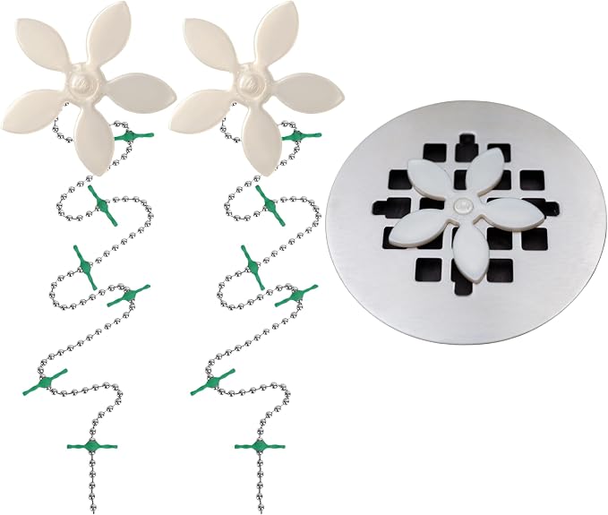 Shower Drain Hair Catcher – Disposable Bathroom Hair Trap, Easy to Install in Shower Drain Cover, Helps Prevent Clogs – As Seen on Shark Tank – White Flower (2-Pack)