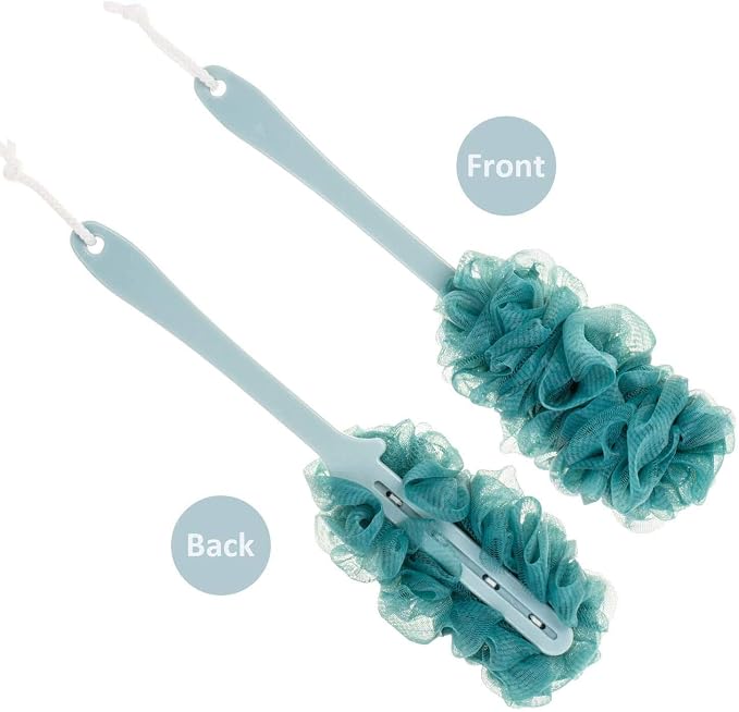 Back Scrubber for Shower,Loofah Long Handle Bath Body Brush,Soft Nylon Mesh Sponge for Shower,Loofah On a Stick for Men Women,Exfoliating Scrub Cleaning Luffa for Elderl(3Pack-Mix)