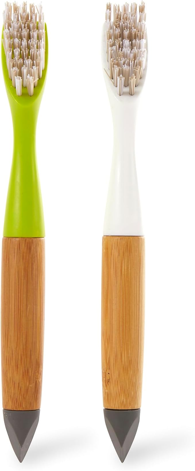 Full Circle Every-Crevice Detail Brush, Deep Cleaning Brush for Crevices, Shower, & Grout, Tough Bristles, Sustainable Bamboo Handle, White