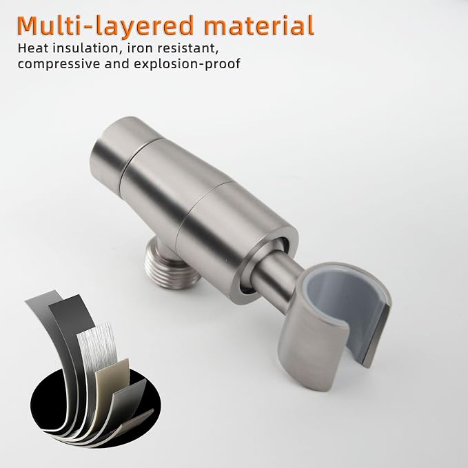 Shower Head Holder,All Metal Handheld Shower Head Holder,Adjustable Shower Arm Mount Bracket,Shower Head Bracket,Brushed Nickel,1G2MK-1