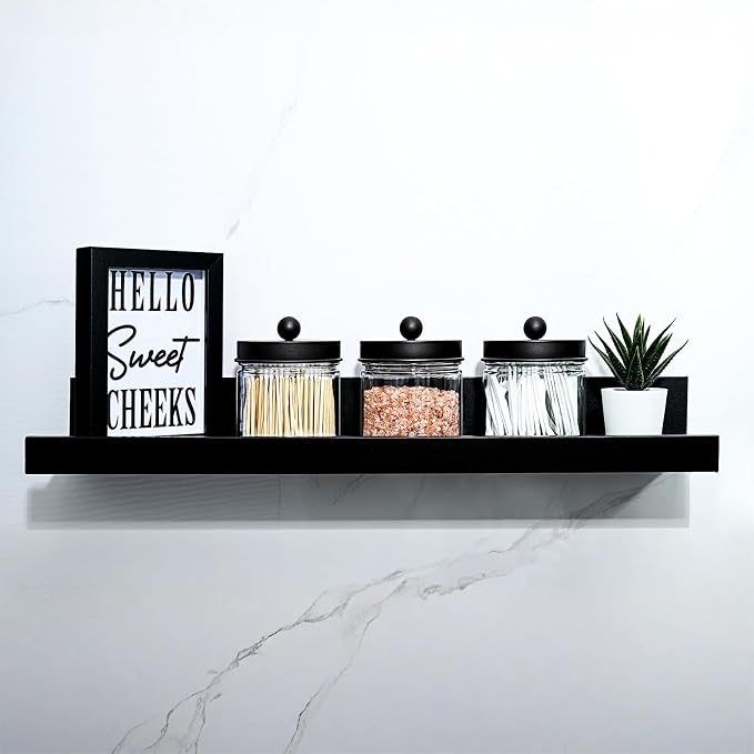 SheeChung Glass Mason Jar Qtip Holder, Black Stainless Steel Lids, 2 Pack | Clear Apothecary Jar Canisters Set,Bathroom Jar Dispenser,Vanity Storage Organizer for Cotton Swab,Ball,Floss,Farmhouse Decor