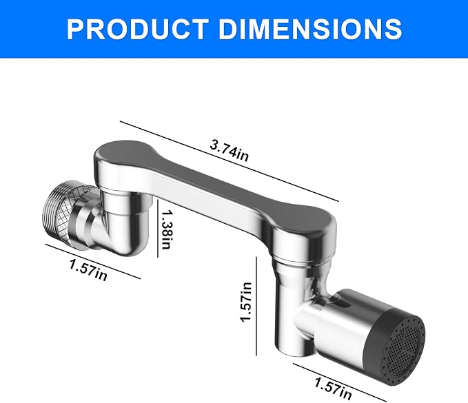 1080° Swivel Faucet Extender, Chrome Finish Sink Aerator with Universal Robotic Arm, Multi-Directional Spray Attachment for Kitchen and Bathroom