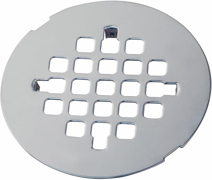 Chrome Plated Snap-in Shower Floor Drain Cover,Hidrop 4-1/4" OD Round Shower Strainer Grid, Easy-to-Install Replacement Cover Stainless Steel