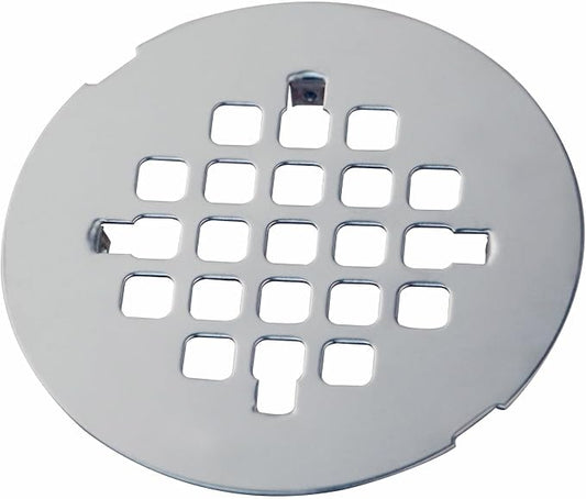 Chrome Plated Snap-in Shower Floor Drain Cover,Hidrop 4-1/4" OD Round Shower Strainer Grid, Easy-to-Install Replacement Cover Stainless Steel