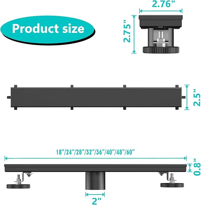 Neodrain 32 in Matte Black Linear Shower Drain- with 2-in-1 Flat & Tile Insert Cover, 304 Stainless Steel Rectangle Shower Floor Drain,Floor Shower Drain
