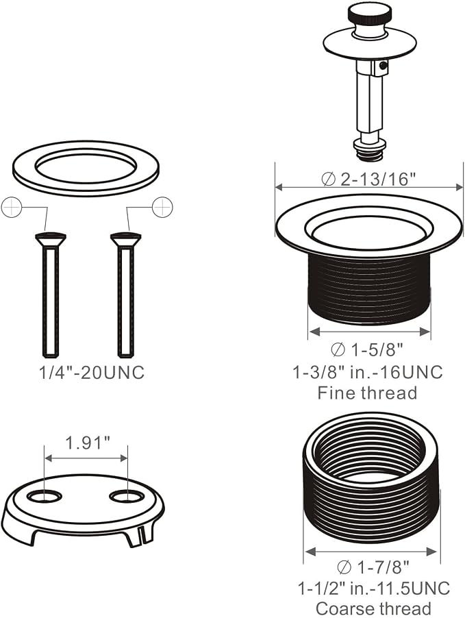 Chrome Polished Bathtub Tub Drain Conversion Kit Assembly, Wellup Lift and Turn Twist Tub Drain Trim Kit with Two-Hole Overflow Faceplate, Chrome Plated
